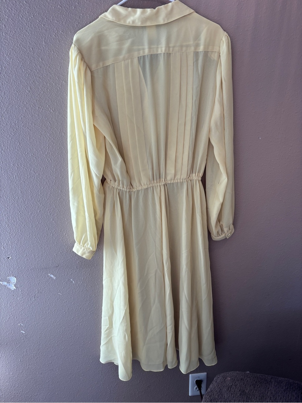 Yellow Ruffle Front Long Sleeve Dress - Picture 5 of 8